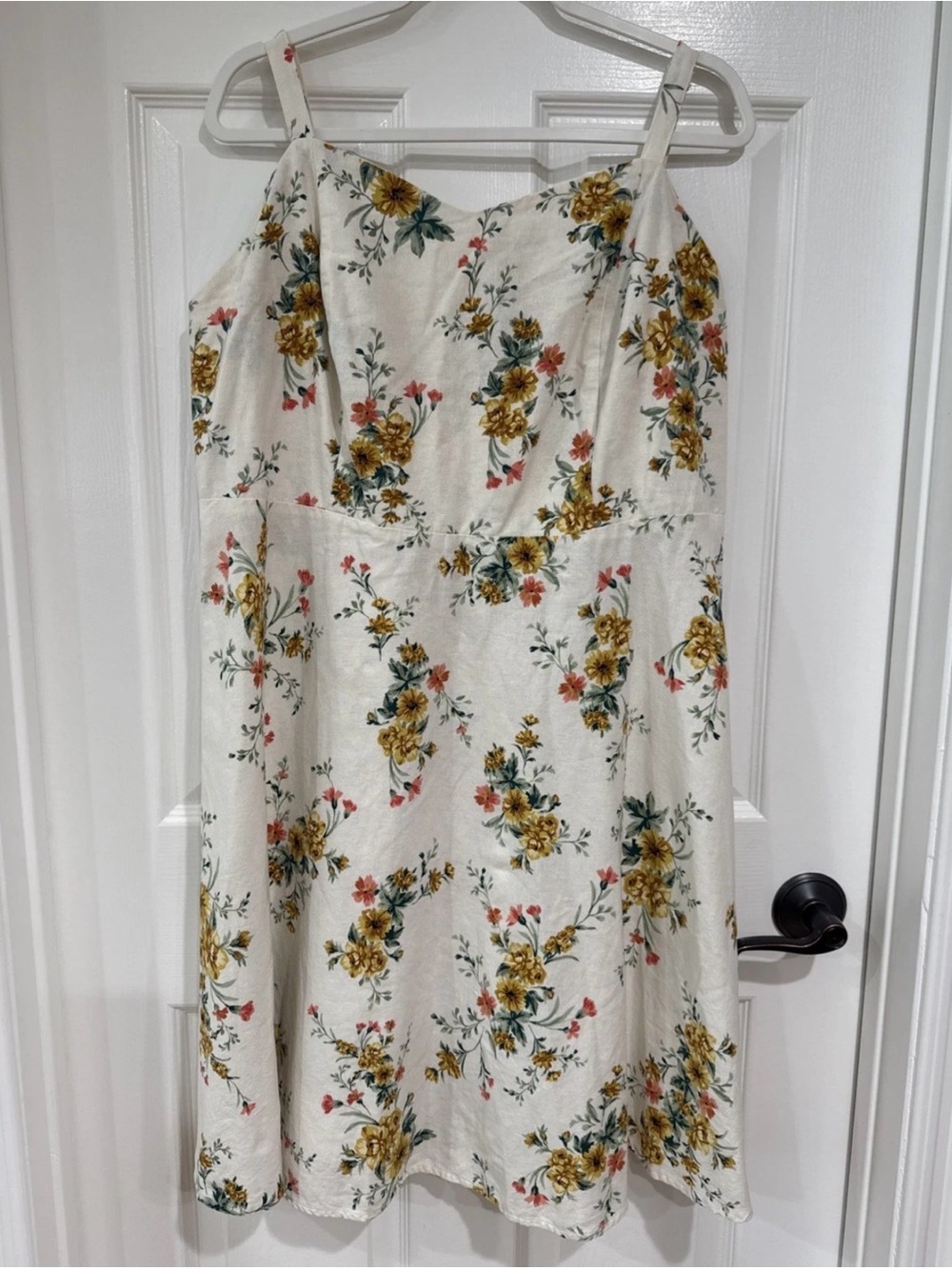 Old Navy 2X Plus Smocked Cami Linen Blend Floral Sundress Ivory Multi Cottage